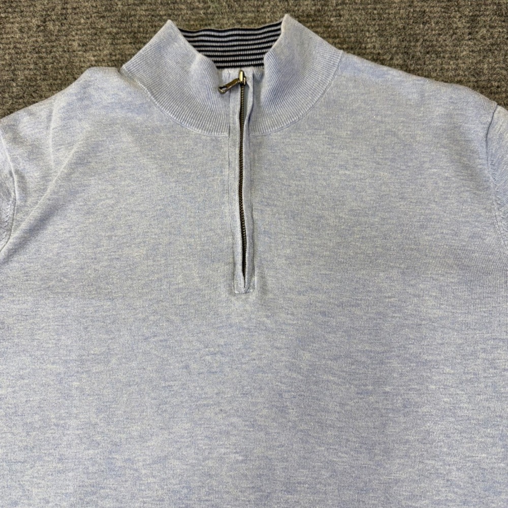 Brooks Brothers Mens Light Blue Qtr Zip Sweater Pullover Knit Mock Neck Size 2XL - Picture 2 of 16